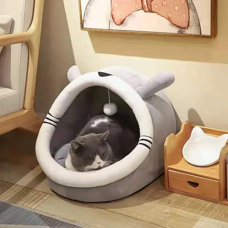 Cat Bed House Kennel Nest Round Pets Sleeping Cave Kitten Beds Pet Basket Cozy Kitten Lounger Cushion Cat House Tent Dog House