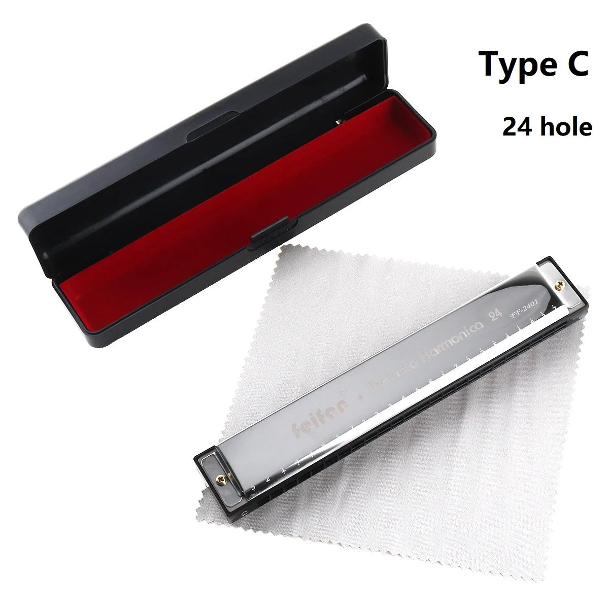 10 Hole 24 Hole Harmonica 8K Titanium Tremolo Tone Key C Harmonica Harp Mouth Organ Musical Instruments With Case