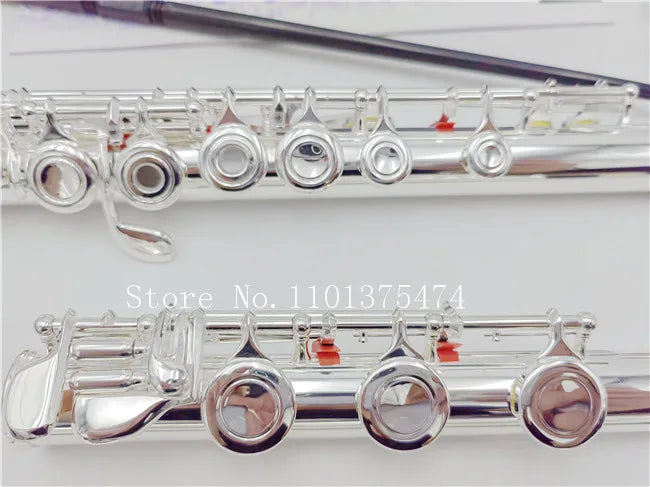 Flute Professional Cupronickel Opening C Key 17 Hole 677H Flute Silver Plated Musical Instruments With Case and Accessories