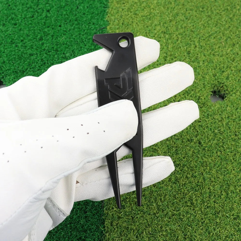 2 in 1 Metal Golf Divot Repair Tool Golf Club Groove Cleaner Golf Putting Green Fork Golf Pitchforks Golf Accessories