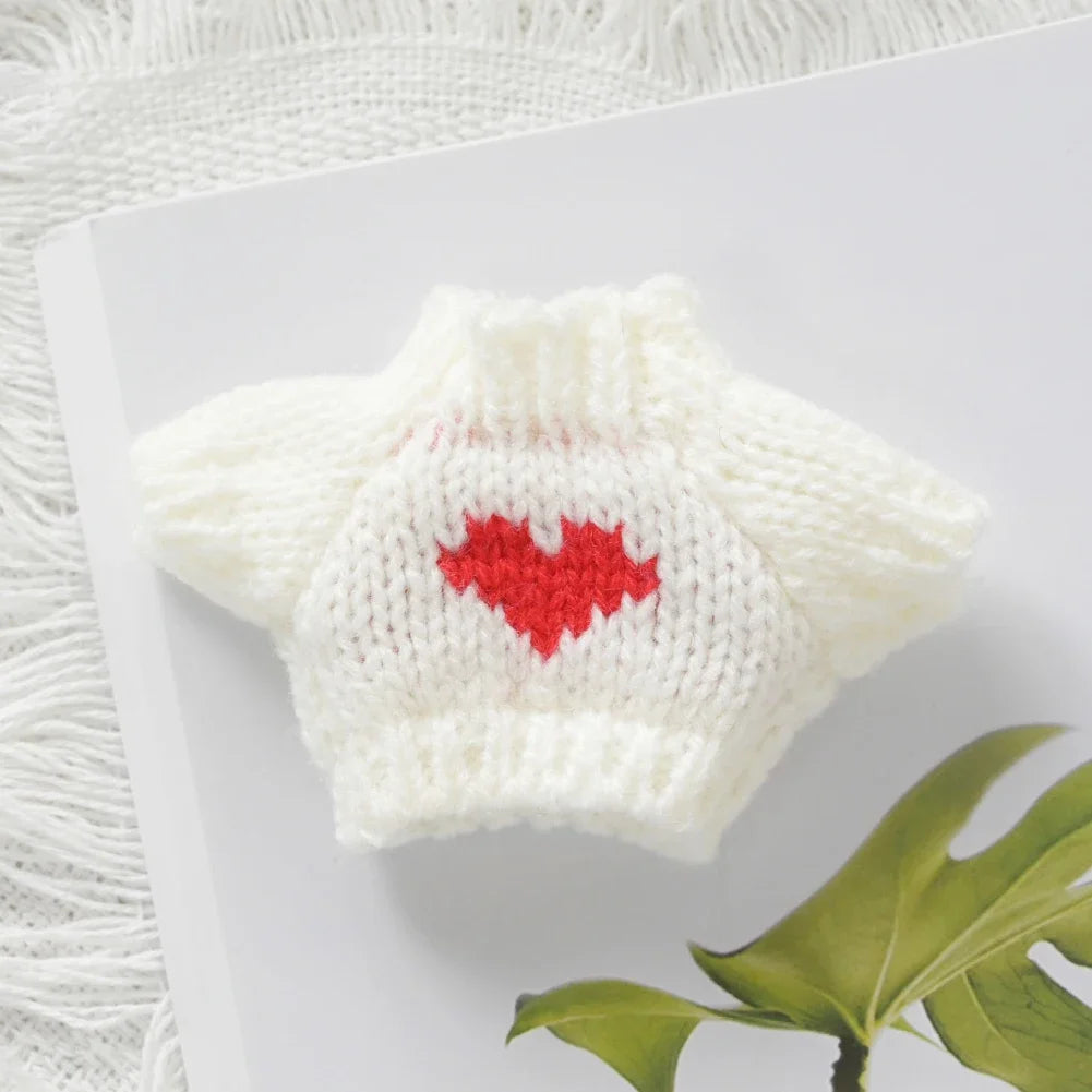 Mini Doll'S Clothes Outfit Accessories for Labubu for Elf Doll Knitted Christmas Love Twisted Solid Santa Sweater Clothing