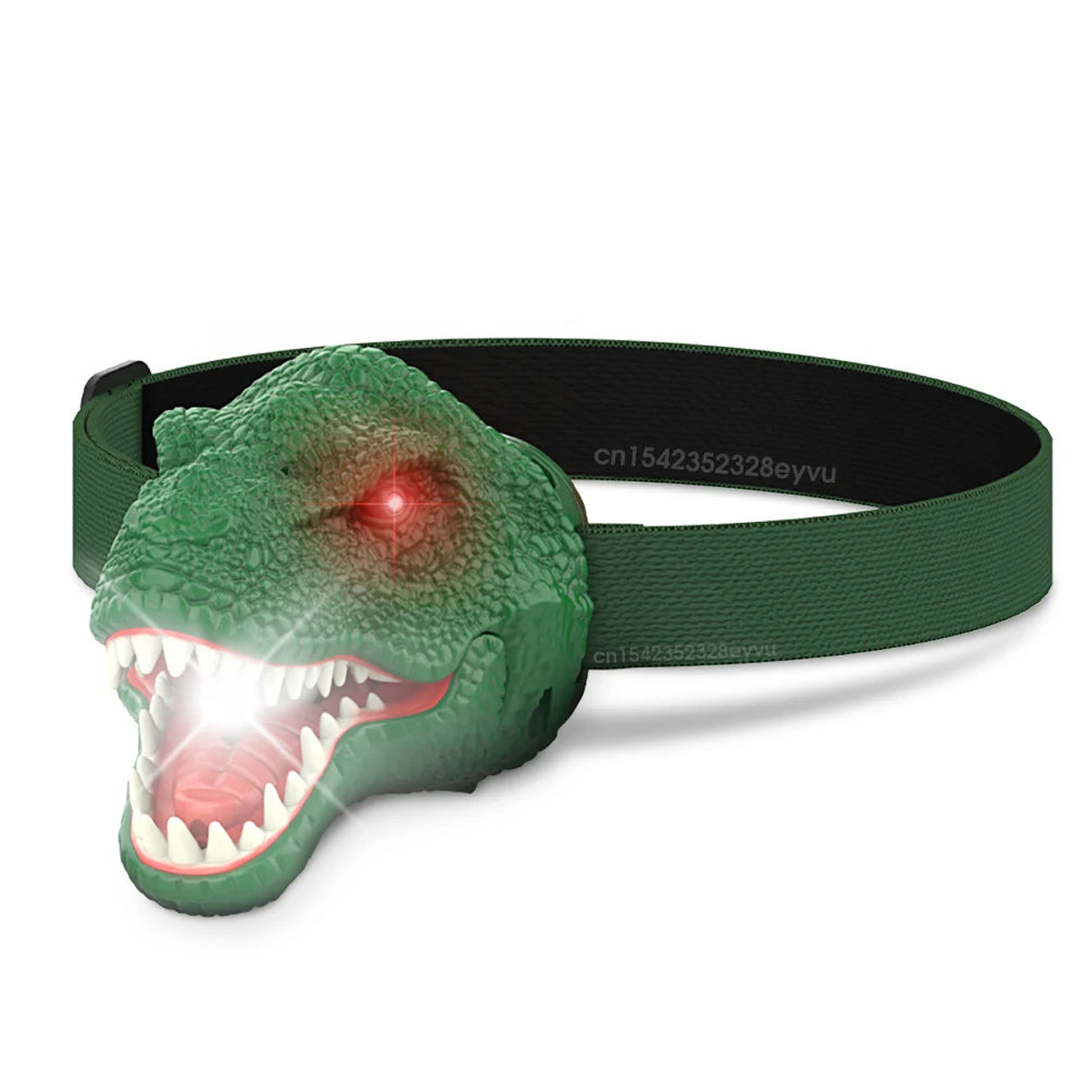 Kids Headlamp Dinosaur Headlamp for Children Kids Dinosaur Toys Child Head Flashlight T-Rex Dinosaur Head Lamp Christmas Gift