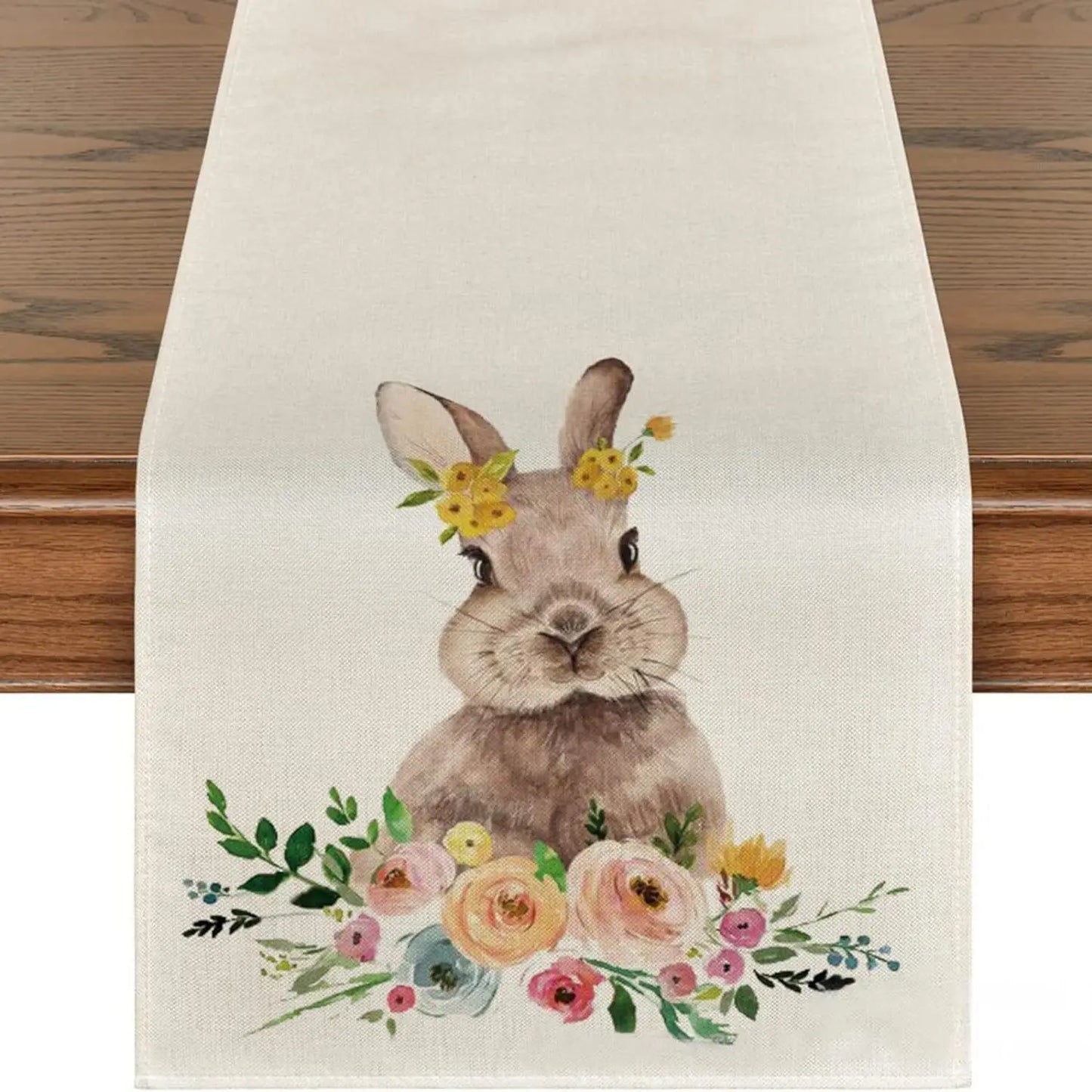 2024 Easter Rabbit Table Runner Linen Bunny Dining Table Cloth Placemat Spring Holiday Happy Easter Decoration for Home Kitchen