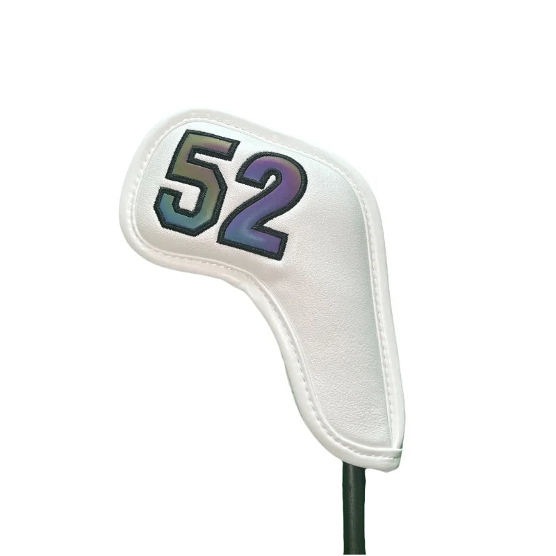 Golf Iron Club Head Cover Headcovers for Sand Wedges Big Number Long Neck Black/White Pu Leather 48 50 52 54 56 58 60 Degree