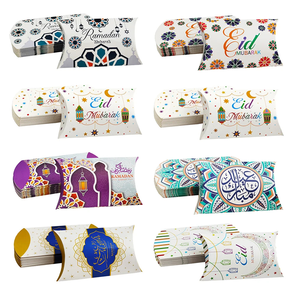 10Pcs Ramadan Gift Boxes Paper Eid Mubarak Candy Cookie Boxes Eid Gift Packing Box Ramadan Decoration 2025 Muslim Islamic Party