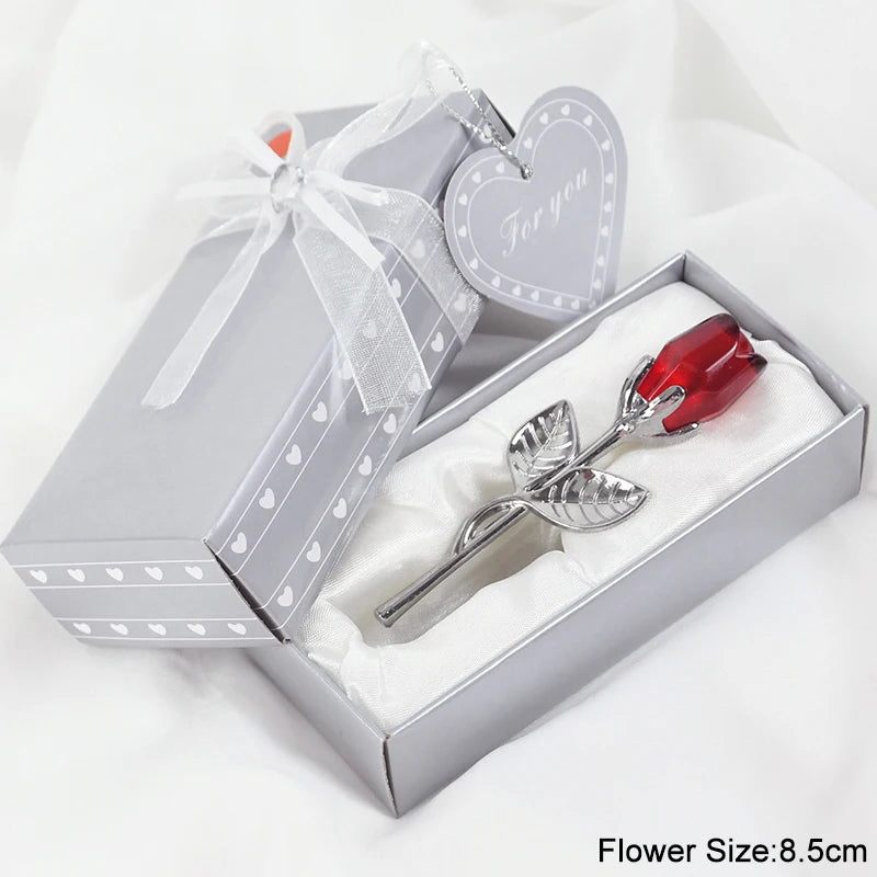 Valentines Day Gift I Love You Crystal Bear Artificial Rose Flowers Teacher Mothers Day Wedding Birthday Party Gifts for Guests