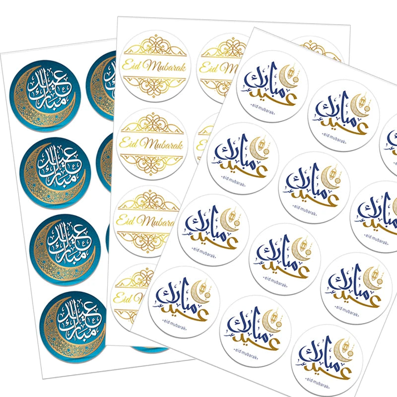 Eid Al-Fitr Eid Mubarak Packaging Sealing Sticker Candy Bag Gift Box Labels for Kids Birthday Party Eid Al-Fitr Decor Supplies