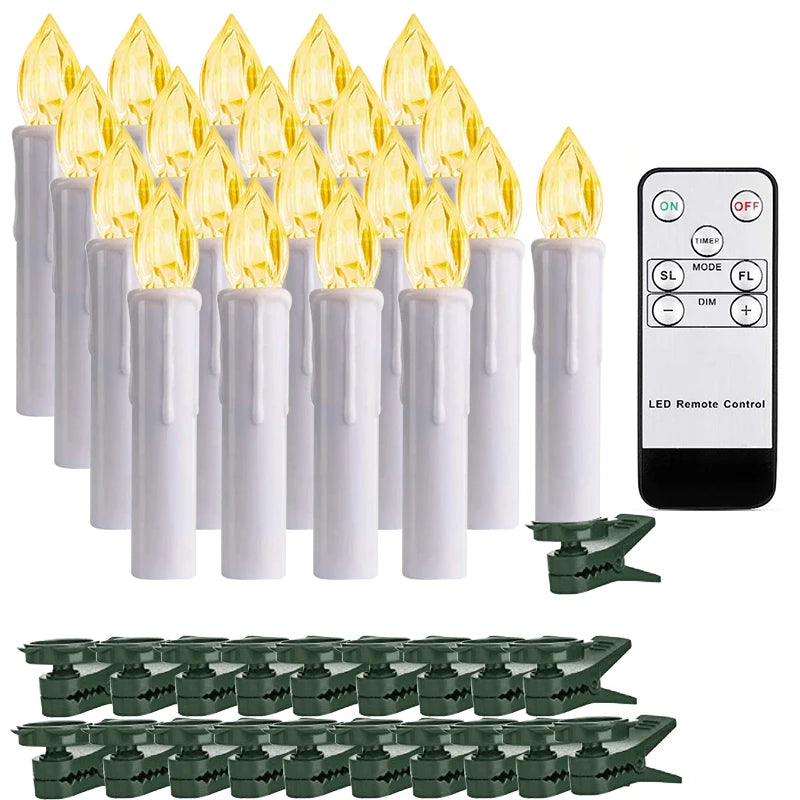 10/20/30/40pcs Candle Light Timer Remote Home Decor Artificial Flameless Led Candle Lamps Waterproof Christmas Candles Wholesale