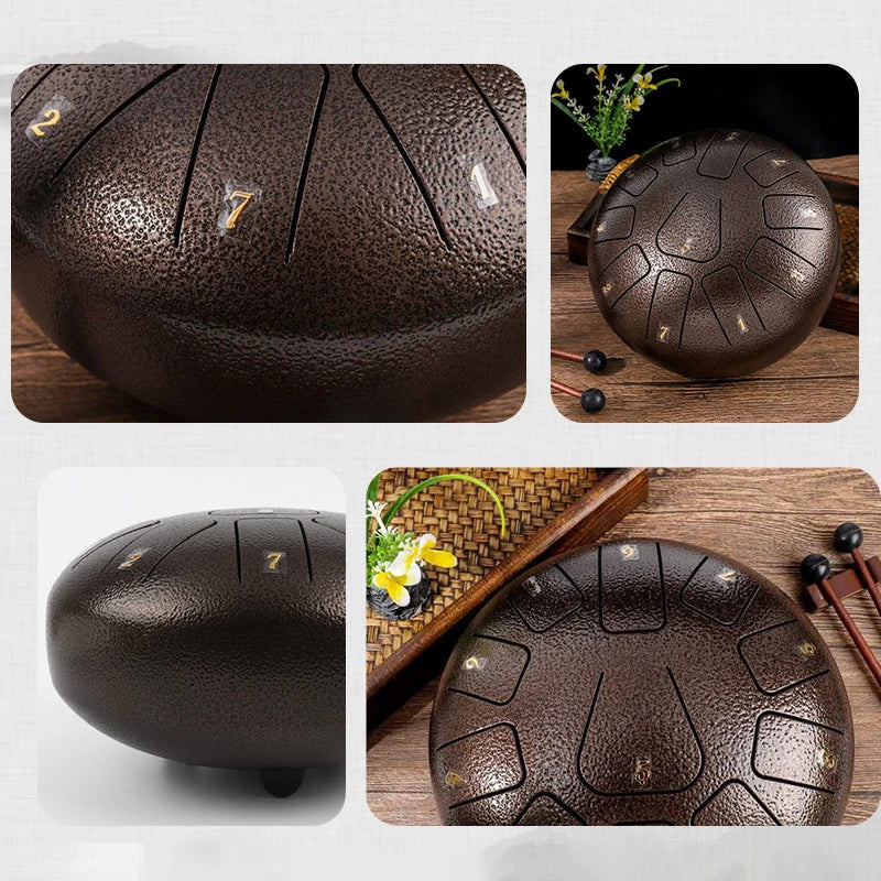 Titanium Steel Tongue Drum 8 Inch 11 Note Hand Pan Drum Children Mini Ethereal Drums Percussion Instrument Yoga Meditation Gifts