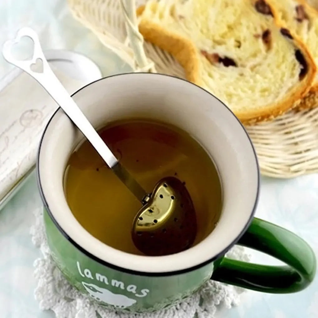 Reusable Tea Infuser Heart Shaped Stainless Steel Teakettle Locking Tea Filter Seasoning Ball Mesh Herbal Ball Tea Spice Strain