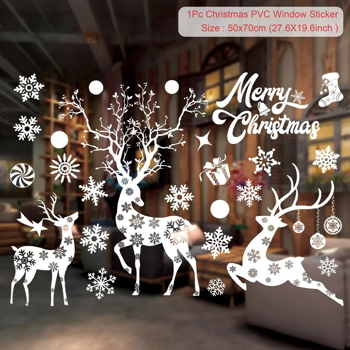Christmas Wall Window Stickers Marry Christmas Decoration for Home 2024 Christmas Ornaments Xmas Navidad Gift New Year 2025