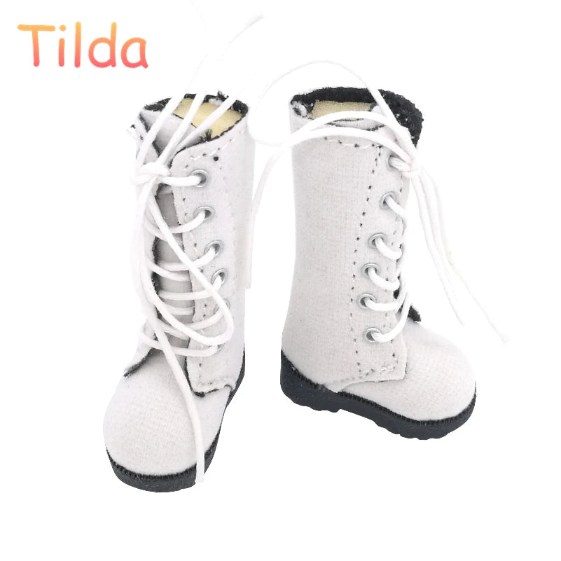 Tilda 3.2cm Doll Boots for Blythe Doll Toy,1/6 Mini Leather Dolls Shoes for Blyth Azone BJD,Casual Puppet Shoes Accessories