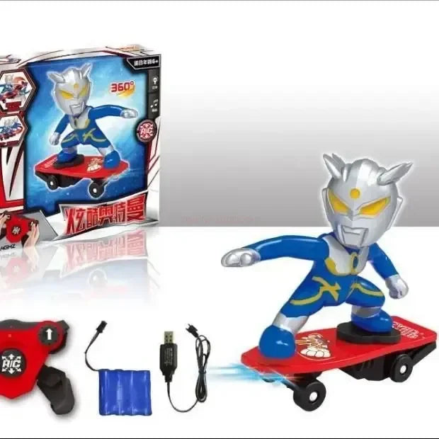 Marvel Spiderman Automatic Flip Rotation Skateboard Acousto-Optic Car Ultraman Electric Music Toy Stunt Scooters Christmas Toys