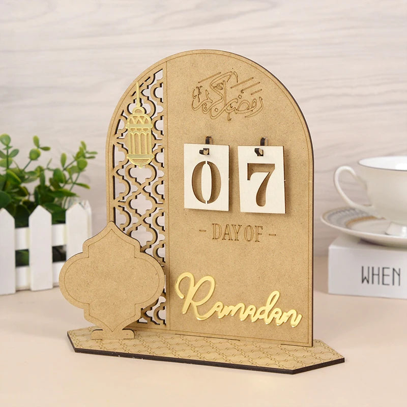 Acrylic Ramadan Countdown Calendar Gifts Day of Ramadan Calendar With Replacing Number 2024 Eid Mubarak Home Decoration Ornament