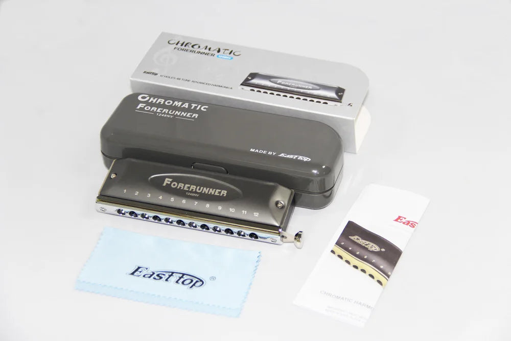 East Top Forerunner Chromatic Harmonica 12 Hole 48 Tone Mouth Organ New Style Harmonica for Player,Beginner,Gift T1248NV