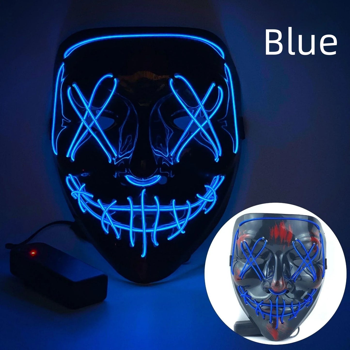 Hot Sale Halloween Glowing Scary Face Mask Luminous LED Purge Mask Neon Light Up Horror Party Mask Cosplay Costume Supplies