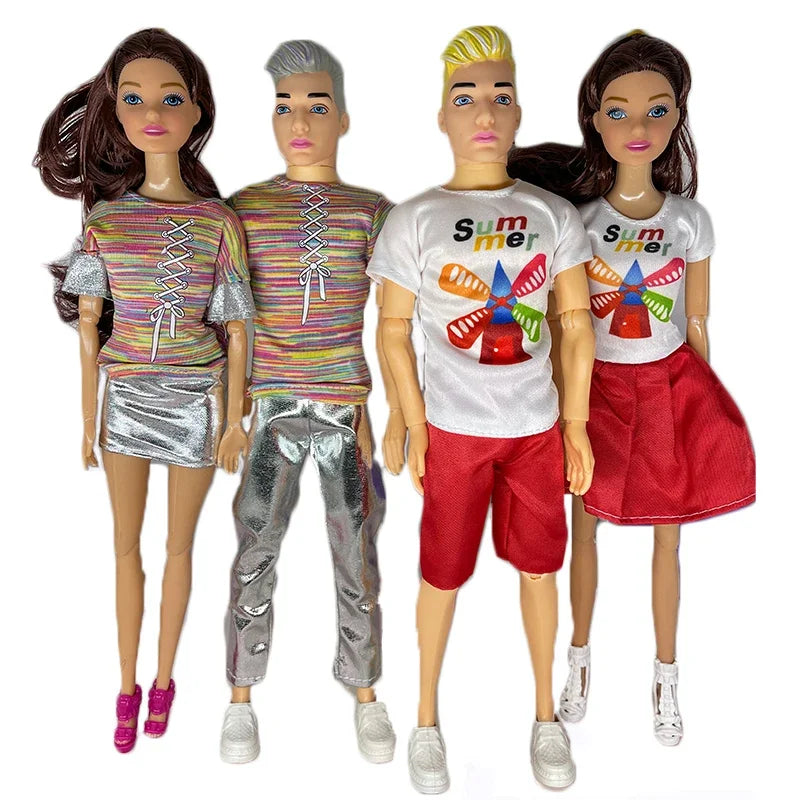 30cm Couple Doll Girlfriend & Boyfriend Ken Doll 1/6 Doll With Wheat Complexion Body Couple Outfit Parents Cosplay Toys Gifts