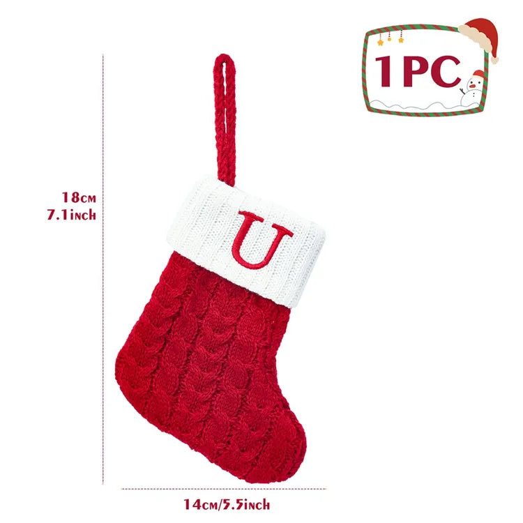 Christmas Alphabet Knitting Socks Christmas Tree Ornaments Christmas Decorations for Home 2023 Navidad Noel 2024 Xmas Gift