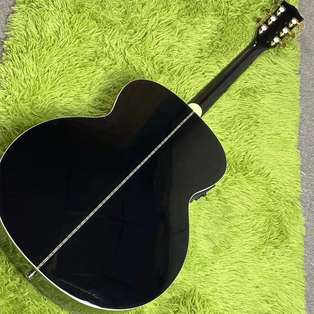 Free Shipping in Stock Electric Acoustic Guitar SJ200 BK Guitars Gold Hardware Guitarra