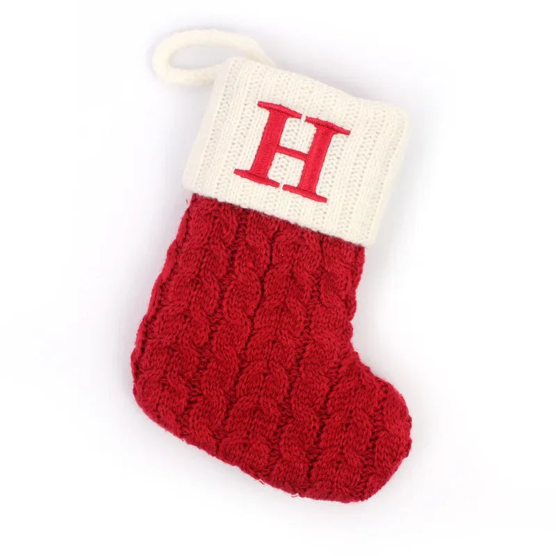 Merry Christmas Socks Red Snowflake Alphabet Letters Christmas Stocking Christmas Tree Pendant Decorations for Home Xmas Gift
