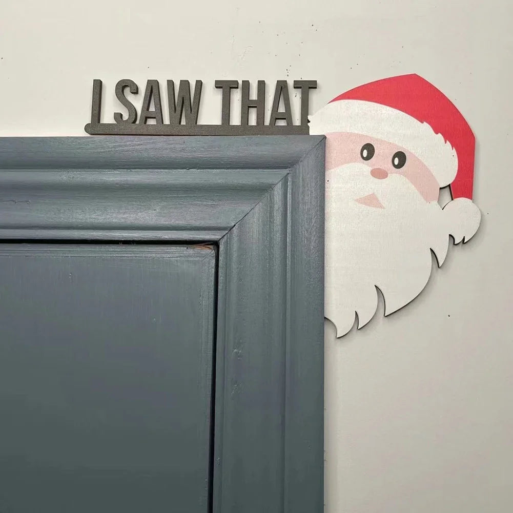 Christmas Door Frame Decoration Santa Claus Wooden Christmas Decorations Happy New Year 2024 Door Frame Trim Wood Xmas Decor