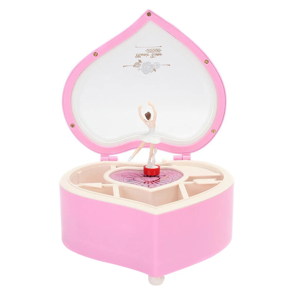 Music Jewellery Box Heart Shape Dancing Ballerina Gift for Girls Valentine's Day Hand Crank Music Box Mechanism Gift