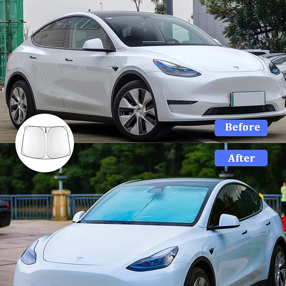 Car Windshield Sun Shade Covers Visors Front Window Sunscreen Protector Parasol Coche for Tesla Model 3 Y Sunshade Accessories
