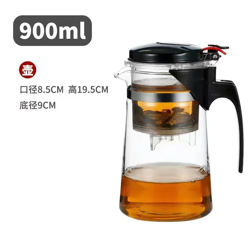 2021 Hot Sale Heat Resistant Glass Teapot Chinese Tea Set Puer Kettle Coffee Glass Maker Convenient Office Tea Pot With Filter