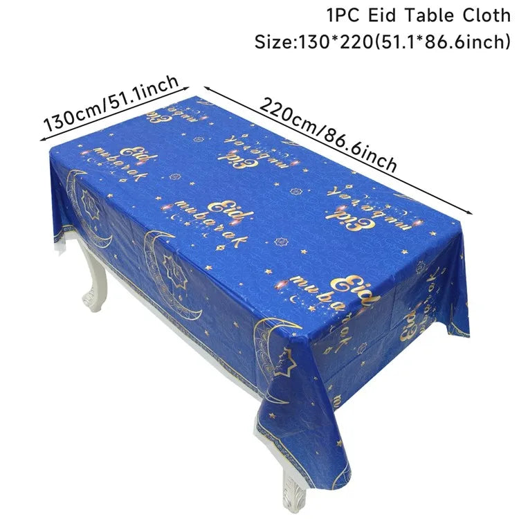 Eid Mubarak Tablecloths Ramadan Decoration for Home 2024 Islamic Muslim Party Decor Ramadan Tableware Supplies Eid Al Adha Gift