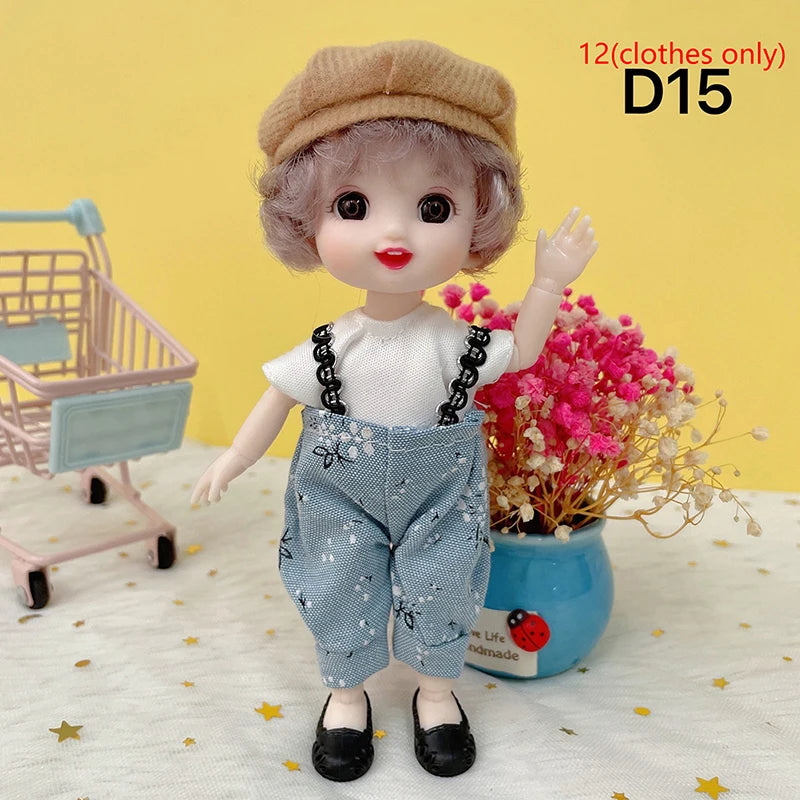 17cm Mini Doll 13 Movable Joint Doll With 3D Big Eyes DIY Toy Doll With Clothes Dress Up 1/12 Fashion Doll Children Girls Gift