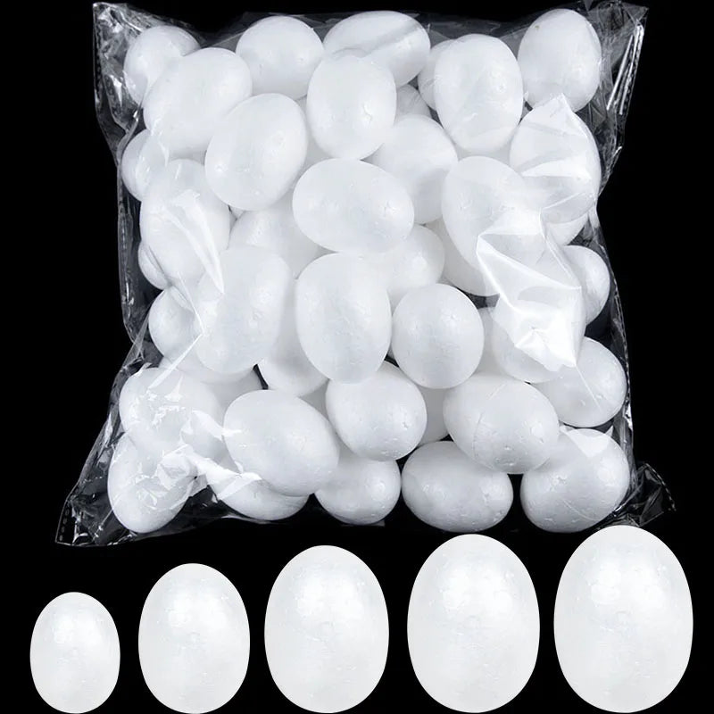20pcs 3.5-9cm Painting Easter Foam Egg White Polystyrene Styrofoam Foam Egg Ball for Home Happy Eatser Party Decor DIY Kids Gift