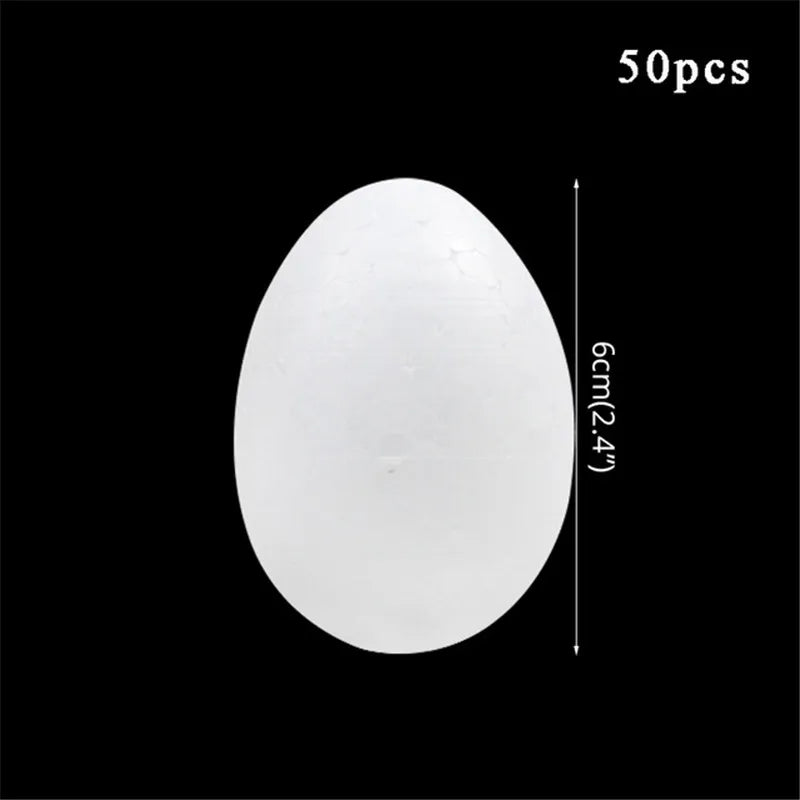 50pcs Easter Decoration Foam Eggs Kids Favors Gifts DIY Painting Modelling Polystyrene Styrofoam Ball Eggs Easter Decor for Home