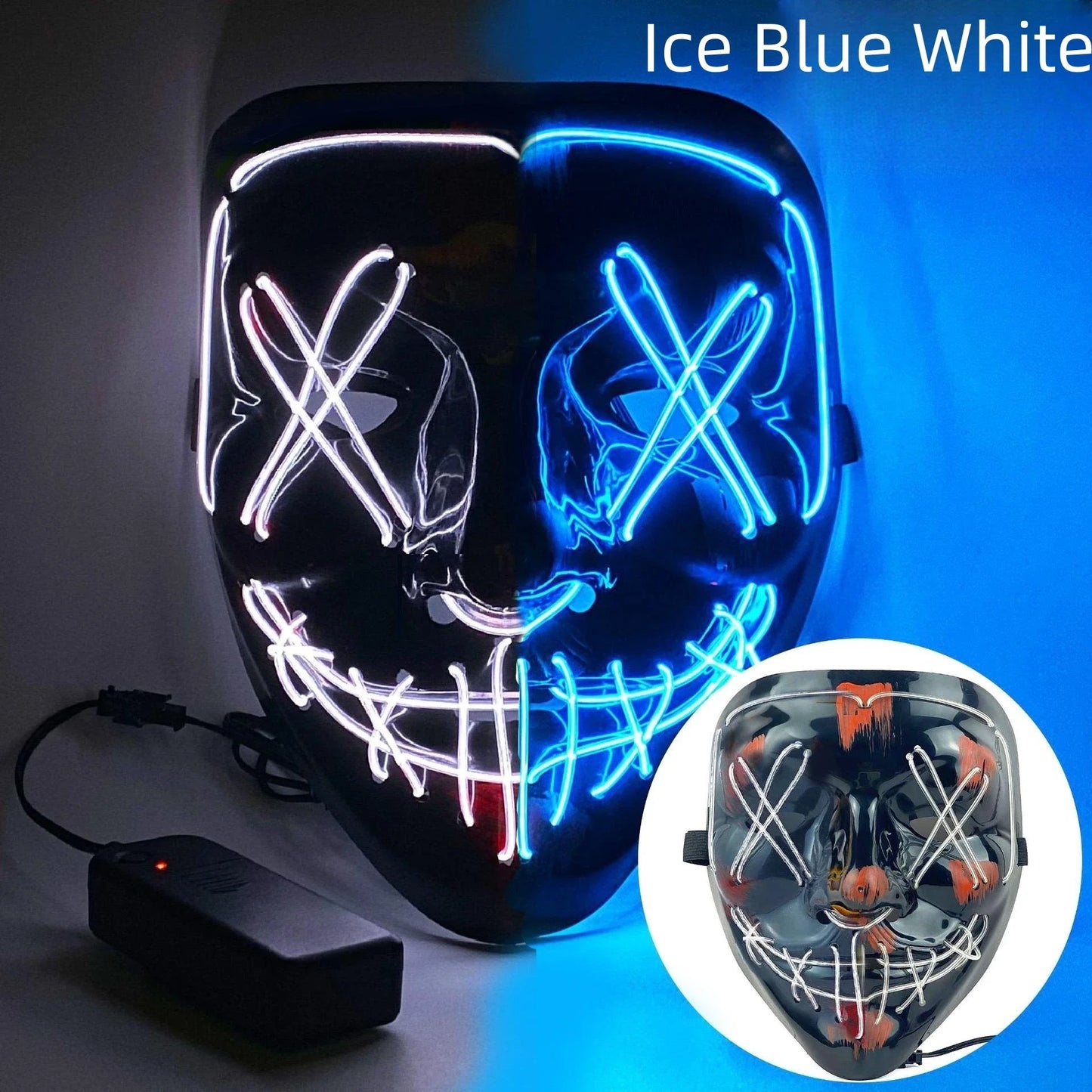 Hot Sale Halloween Glowing Scary Face Mask Luminous LED Purge Mask Neon Light Up Horror Party Mask Cosplay Costume Supplies