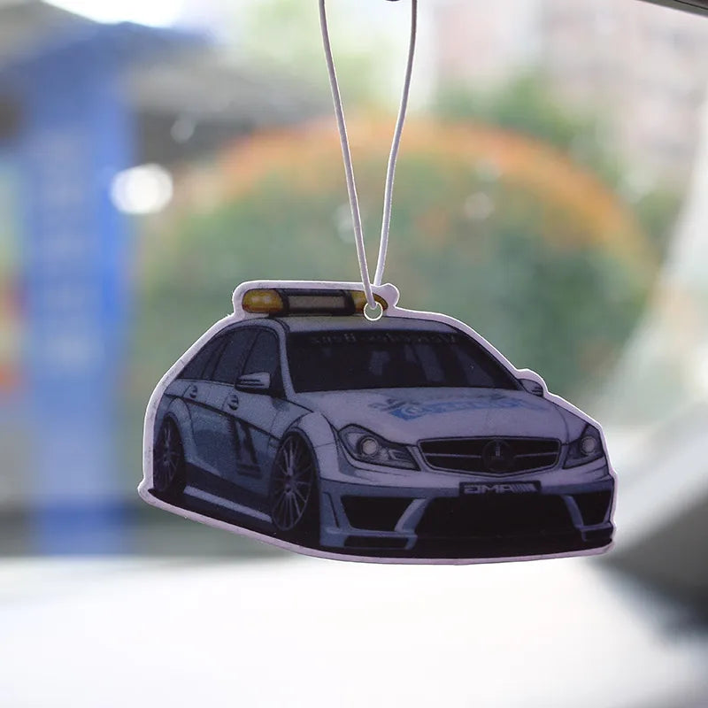 JDM Style Car Rear View Mirrow Pendent Air Freshener Solid Paper Piston Brake Wheel Rim Shock Absorber