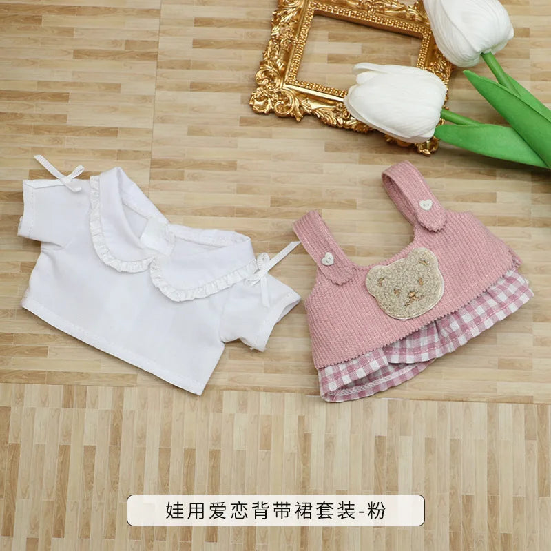 20cm Doll Clothes Outfit Hoodies Skirt Stuffed Dolls Dress Up Doll Accessories Outfit Change Dress Game Playing House Gift Toys