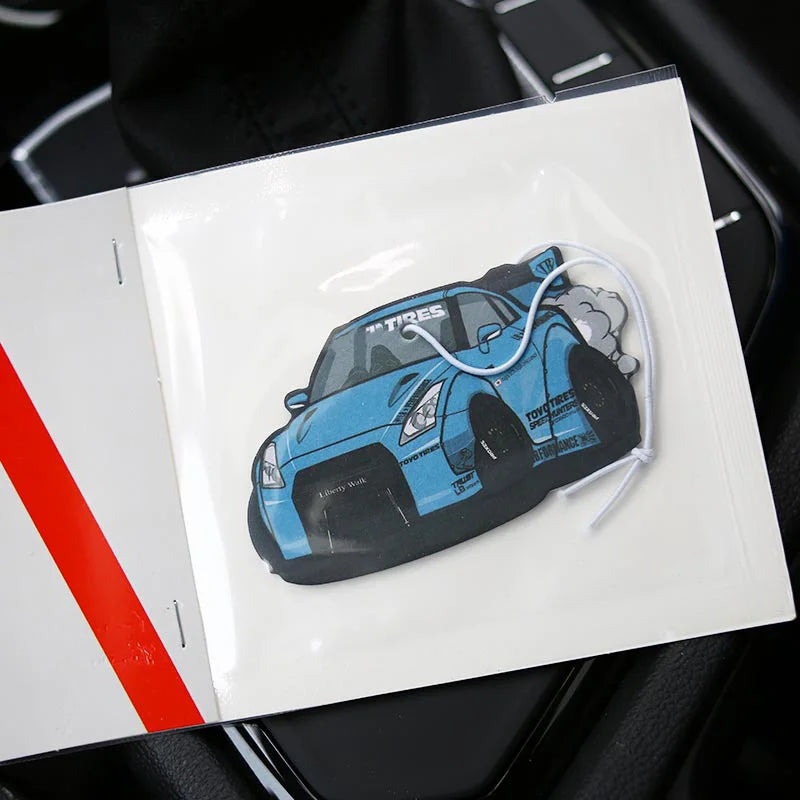 JDM Style Car Rear View Mirrow Pendent Air Freshener Solid Paper Piston Brake Wheel Rim Shock Absorber