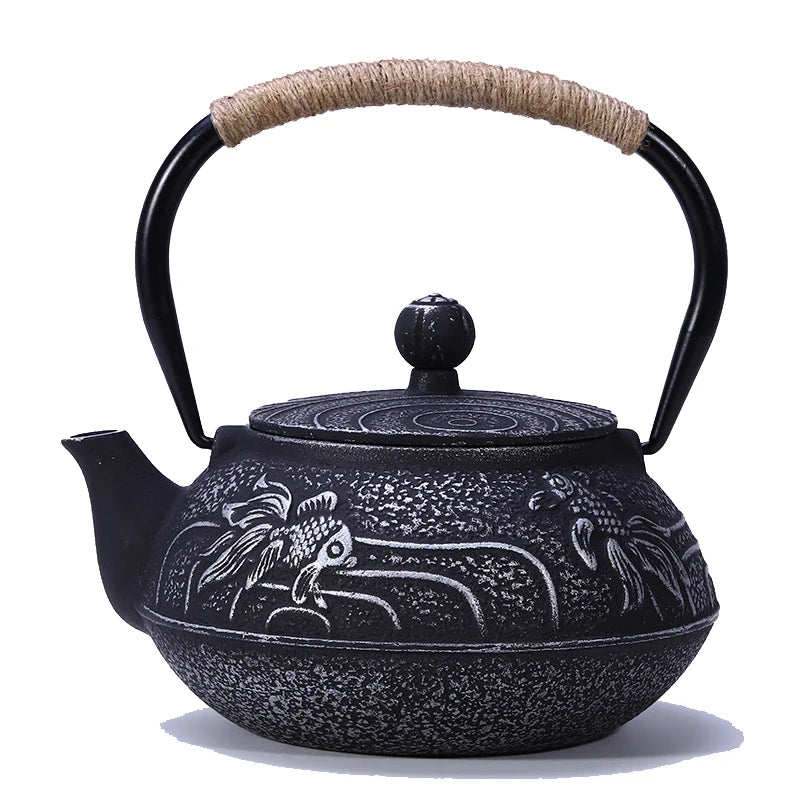 900ML Japanese Style Cast Iron Teapot With Stainless Steel Infuser Strainer Plum Blossom Cast Iron Tea Kettle for Boiling Water