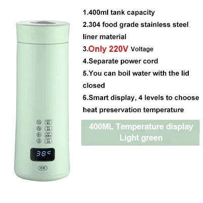 Thermal Insulation Electric Kettle Temperature Control Smart Hot Water Heating Bottle Coffee Boiler Travel Portable Tea Pot Cup