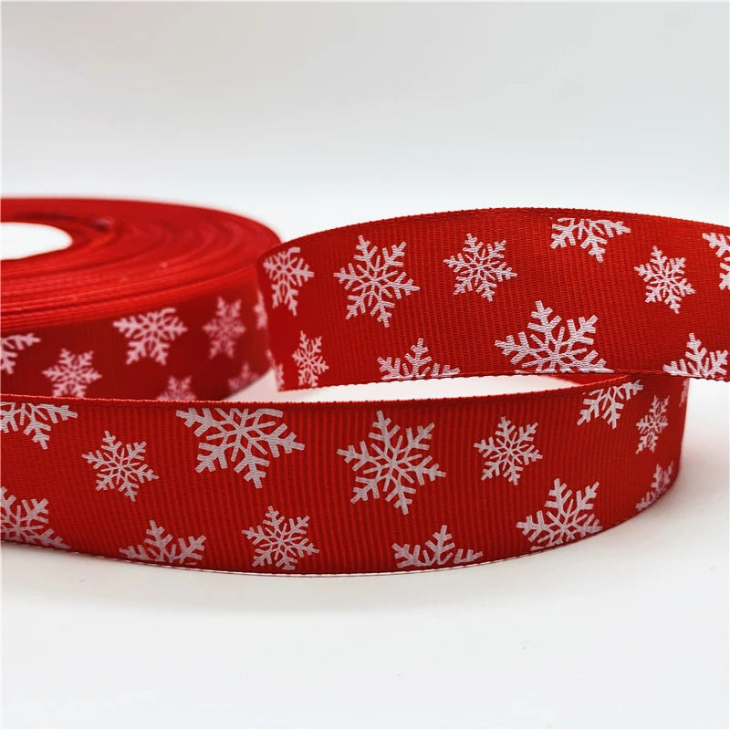 5yards/Lot 25mm Christmas Decor Grosgrain Ribbon Printed Christmas Ribbon for Handmade Design Christmas Decoration Sewing Fabric