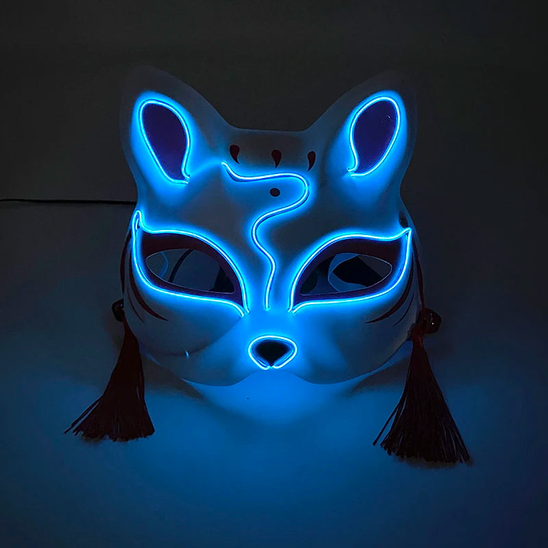 Halloween 10 Colors LED Neon El Wire Mask Cosplay Luminous Fox Mask Dance Party Dress Accessories