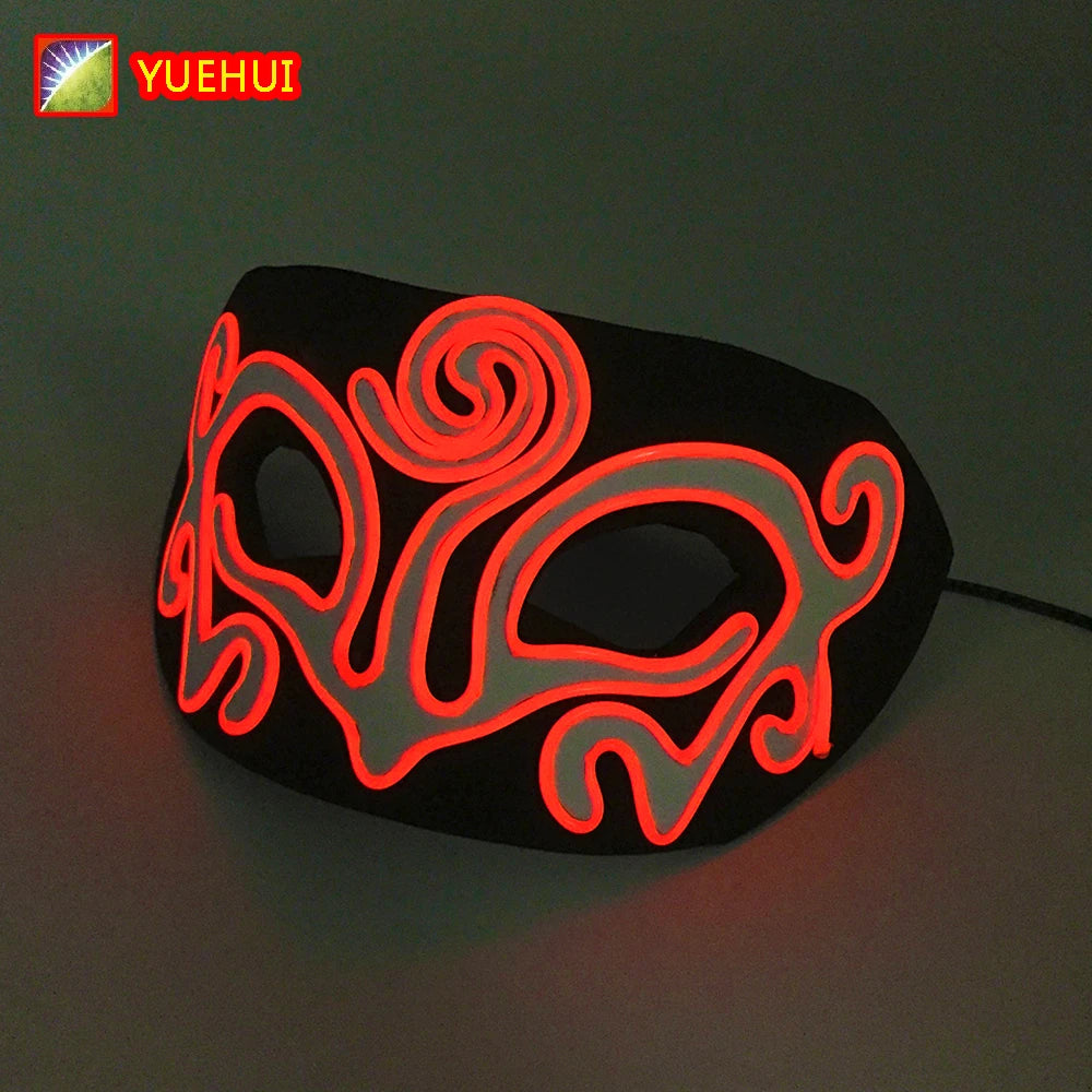 Halloween 10 Colors LED Neon El Wire Mask Cosplay Luminous Fox Mask Dance Party Dress Accessories