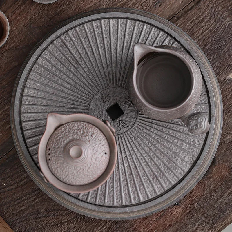 Gilding Iron Glaze Stone Pattern Pot Japanese Retro Ceramic Kung Fu Teapot Stoneware Tureen Pu'er Tea Making Device Tea Kettle