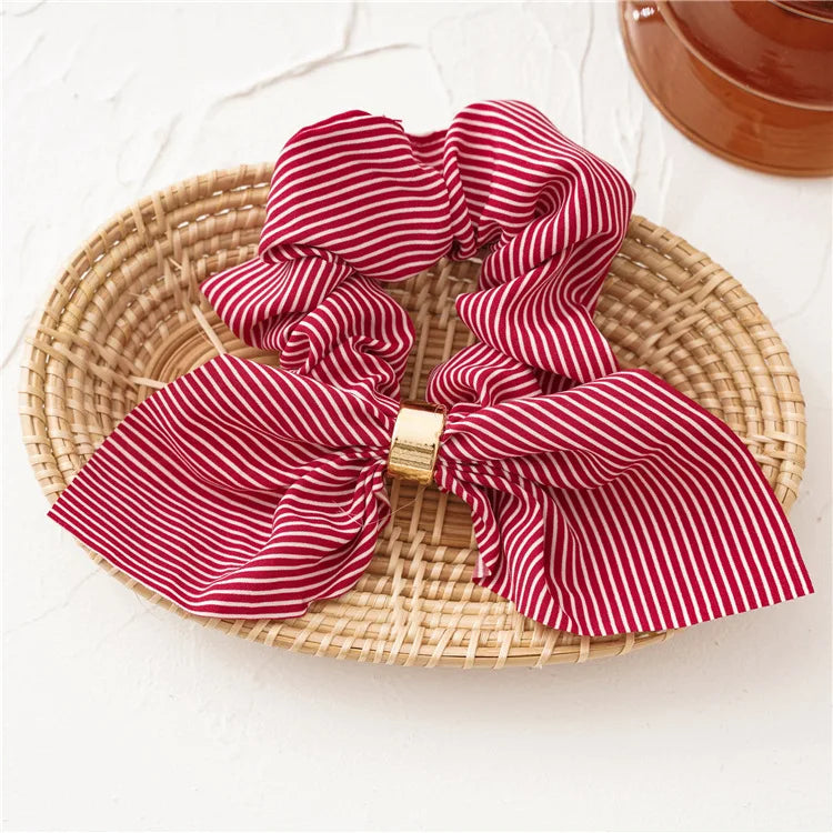 Chiffon Hair Scrunchies Women Fashion Pearl Ponytail Holder Hair Tie Hair Rope Rubber Bands Hair Accessories Bowknot Headwear