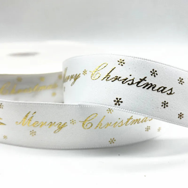 10mm 15mm 25mm Christmas 5yards Ribbon Printed Merry Christmas Ribbon for Handmade Design Christmas Decoration Gift Packing