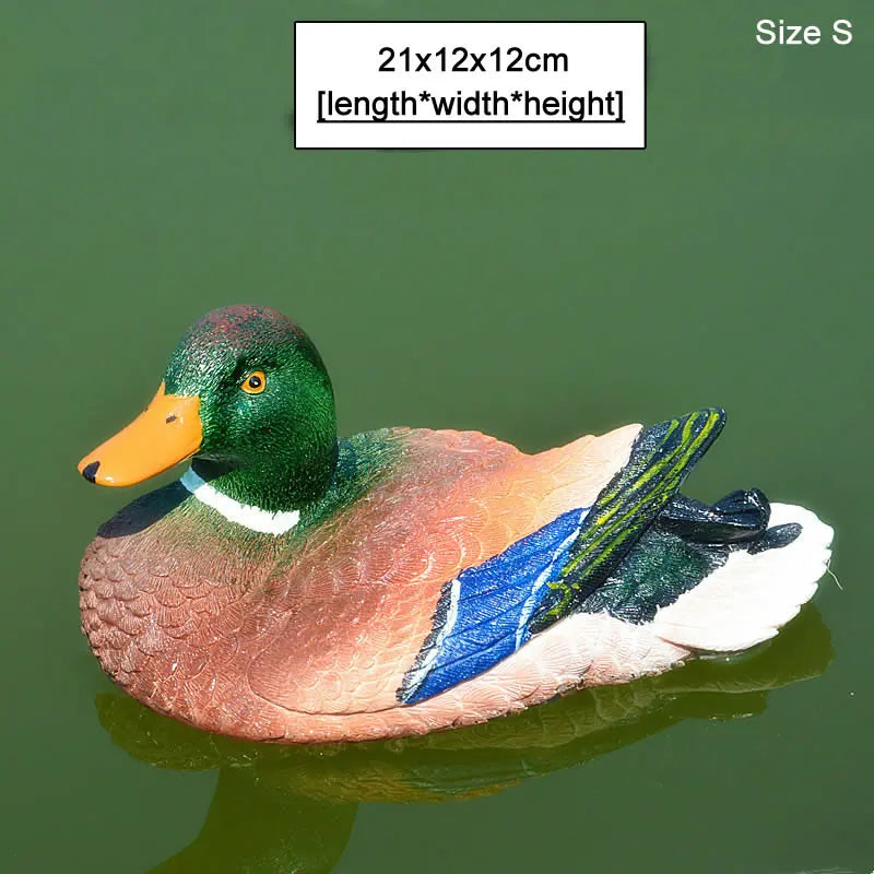 Cute Resin Floating Duck Statue Outdoor Garden Pond Fish Tank Decorative Swimming Wild Duck Sculpture for Garden Decor Ornament