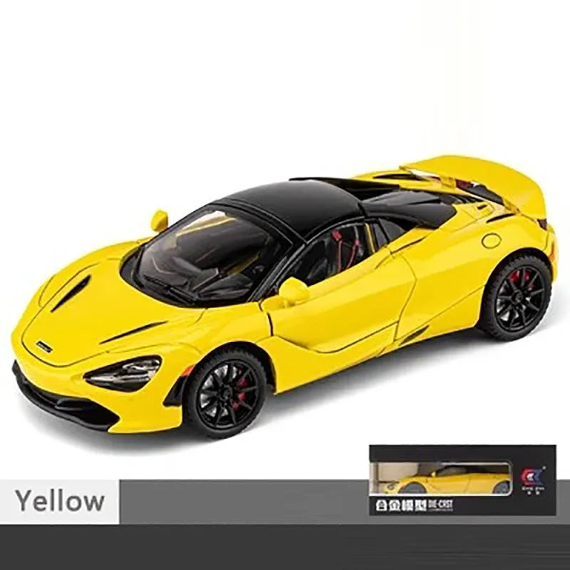 1:24 Simulated 720S Alloy Car Model Sound and Light Pull-Back Toy Car Metal Convertible Sports Car Boy Collection Ornaments Gift
