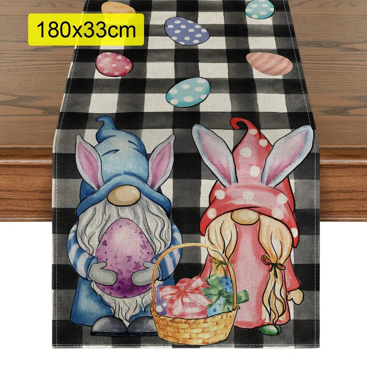 2024 Easter Bunny Table Runner Gnome Rabbit Party Decor Creative Tablemat Easter Placemat Table Decoration for Dining Home