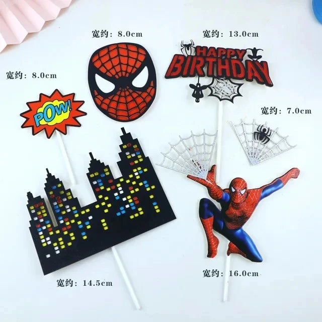 1set the Avengers Birthday Party Cake Topper Super Hero Spiderman Hulk Iron Man Cake Decoration for Kids Birthday Party Supplies