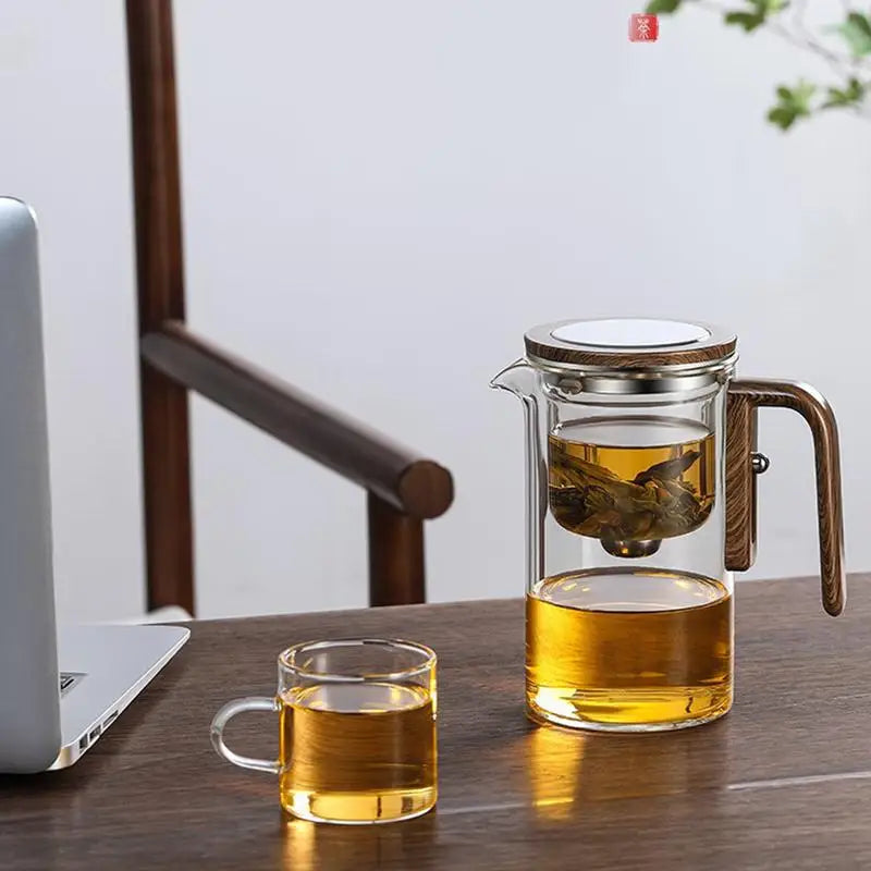 Glass Teapot With Infuser One Click Magnetic Suction Tea Making Artifact Water Separation Spout Tea Maker Kettle for Tea