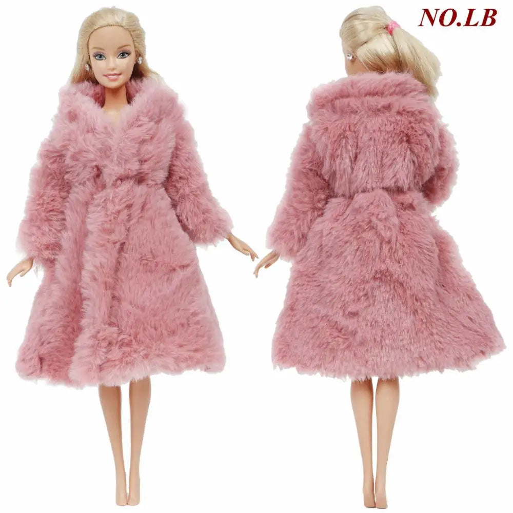 1 Pcs Handmade High Quality Doll Coat Dress Fur Clothes for Barbie Doll Winter Wear Leopard Outfit Doll Accessories Kids Toys